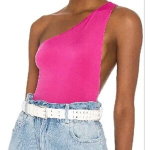 Pink One-shoulder body suit